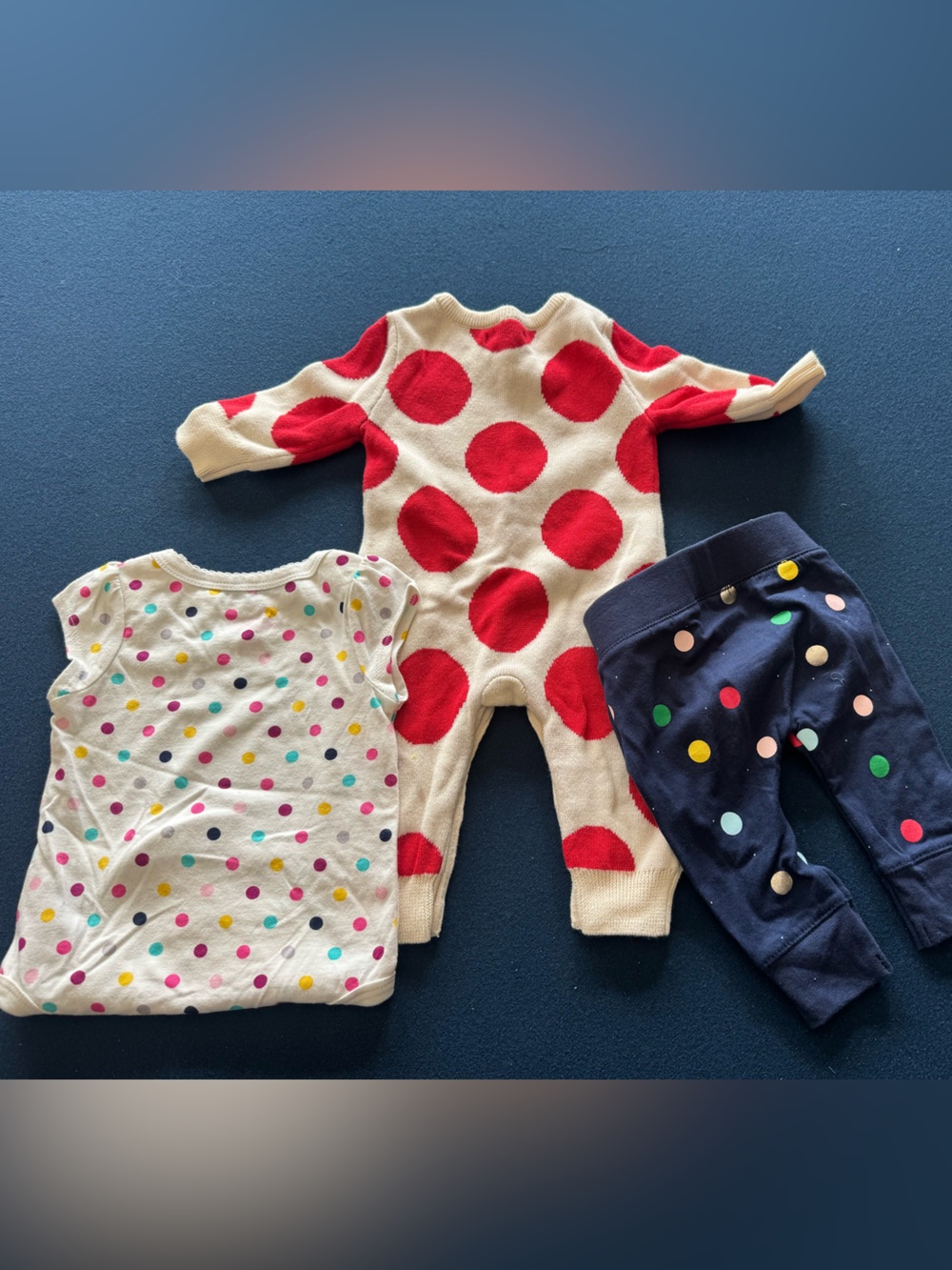 Pretty in Polka Dots!Knit One-Piece, onesie and pants! 1 NWT,1 NWOT,1 like NEW❤️